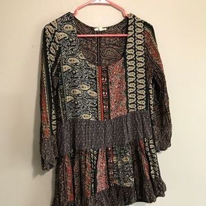 Bohemian Print Ruffle Tunic